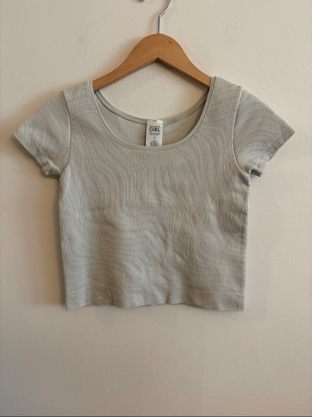 Athleta Girl Rise Above Rib Cropped Tee Shirt Girls Size Large - 12